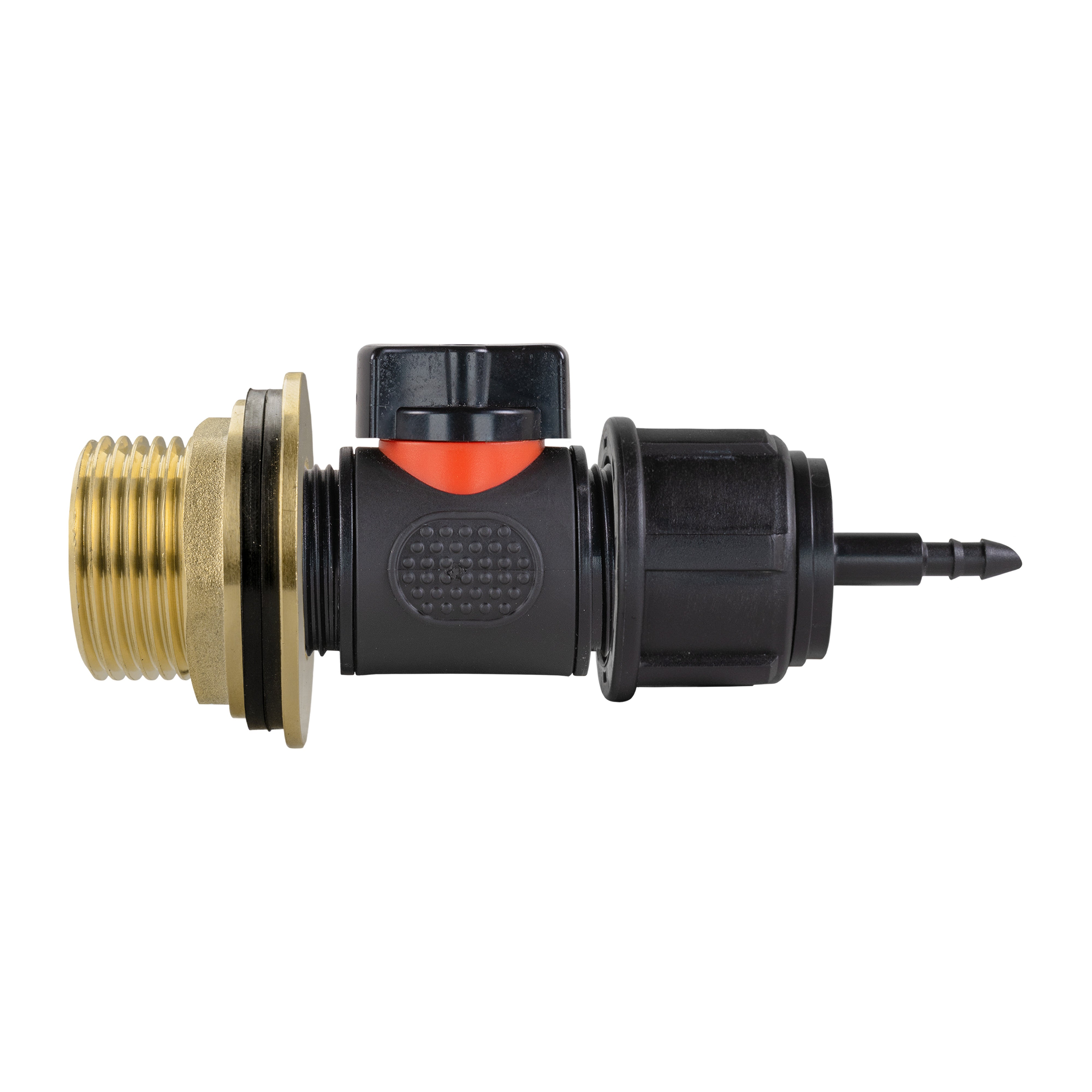 Water Butt Brass Kit 1" with In-Line Valve + 4mm Barb
