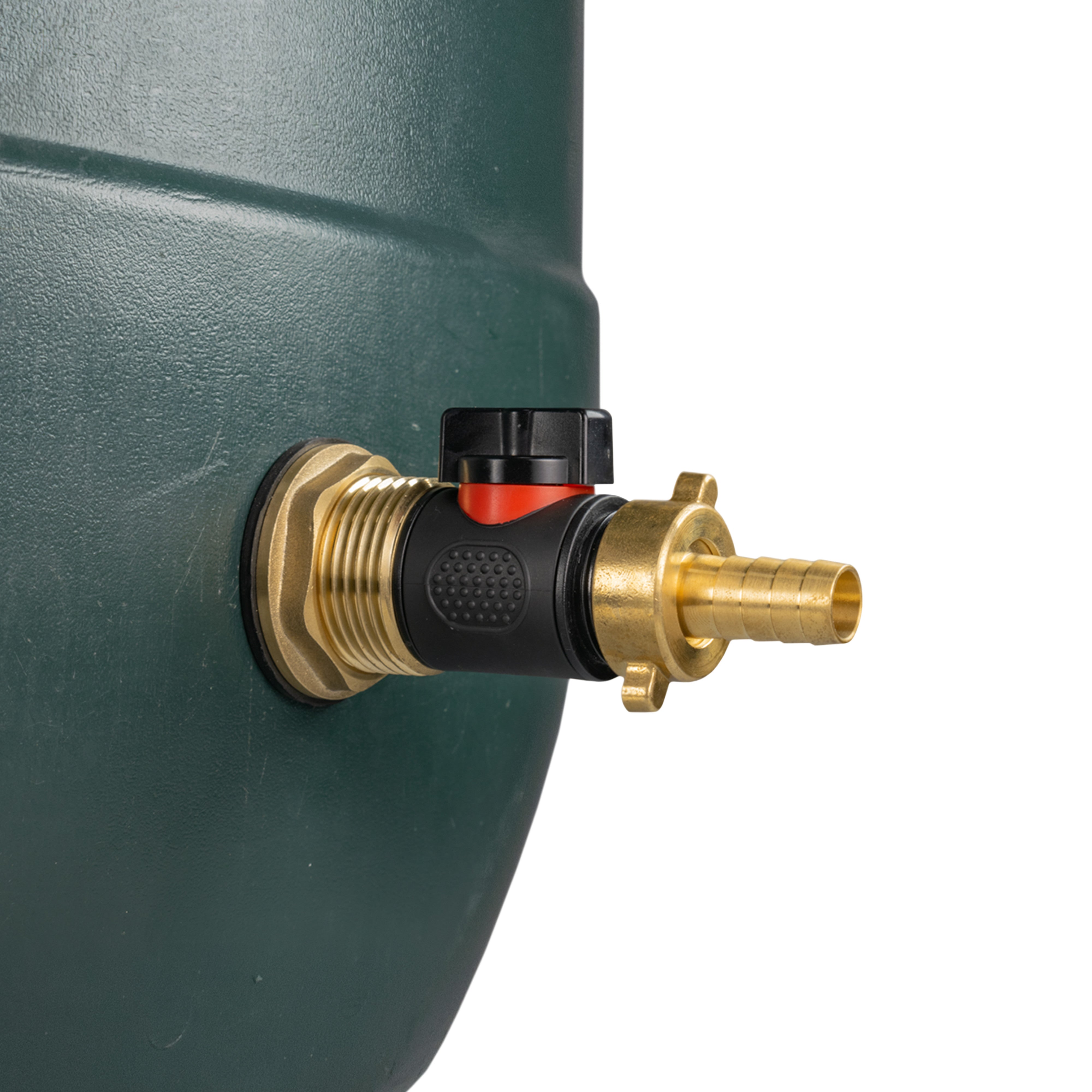 Water Butt Brass Kit 1" with In-Line Valve + 1/2" Brass Barb and Drill Bit