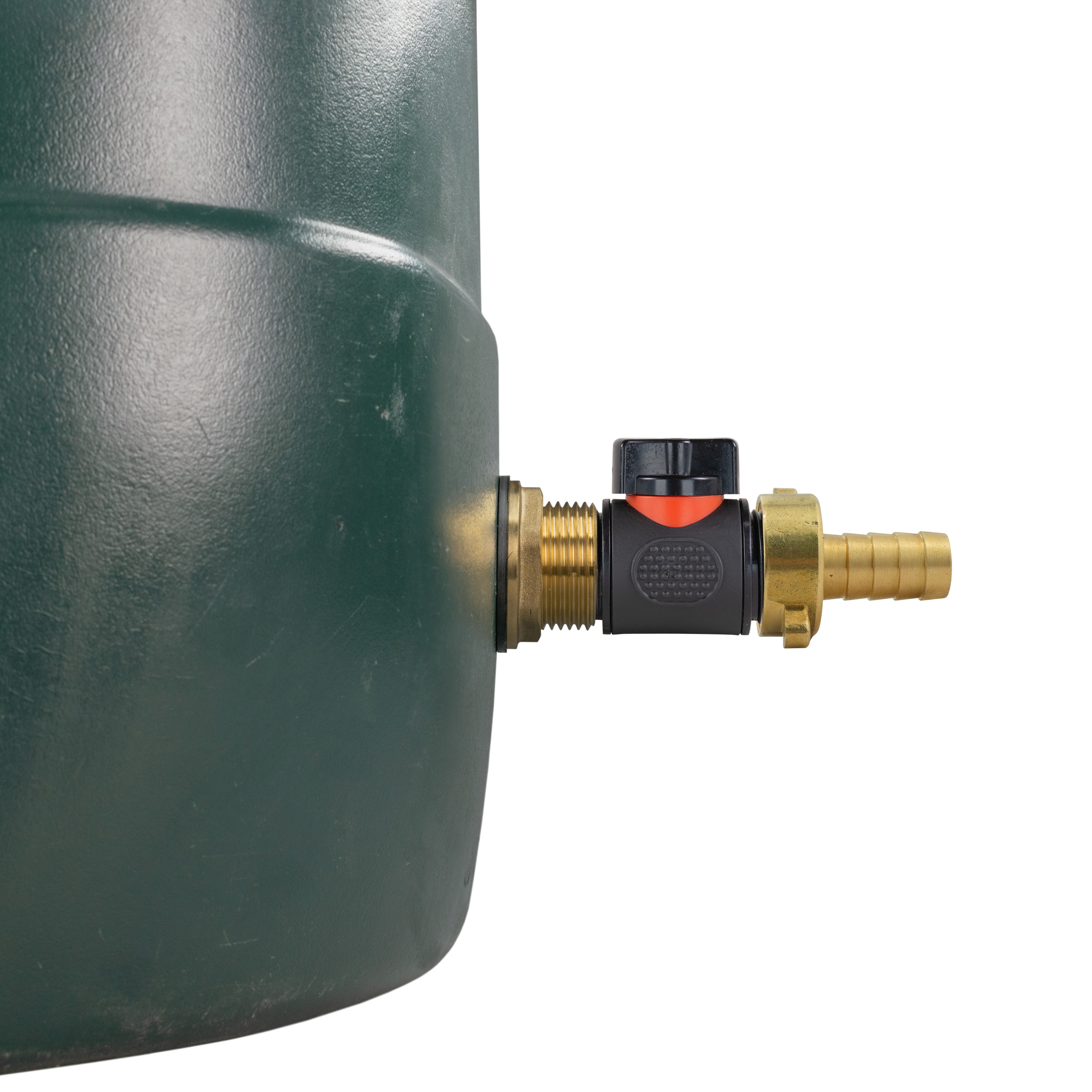 Water Butt Brass Kit 1" with In-Line Valve + 1/2" Brass Barb and Drill Bit