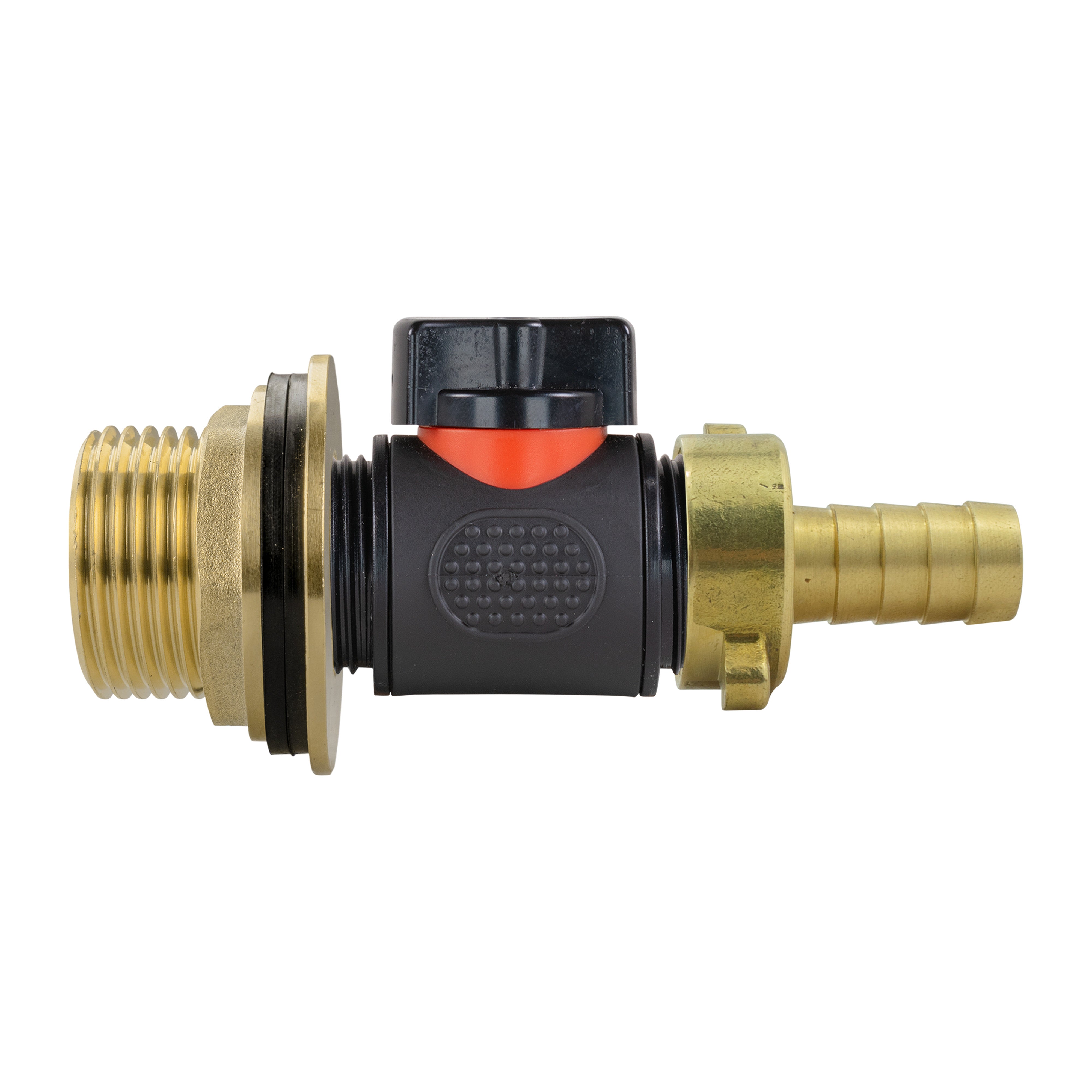 Water Butt Brass Kit 1" with In-Line Valve + 1/2" Brass Barb and Drill Bit
