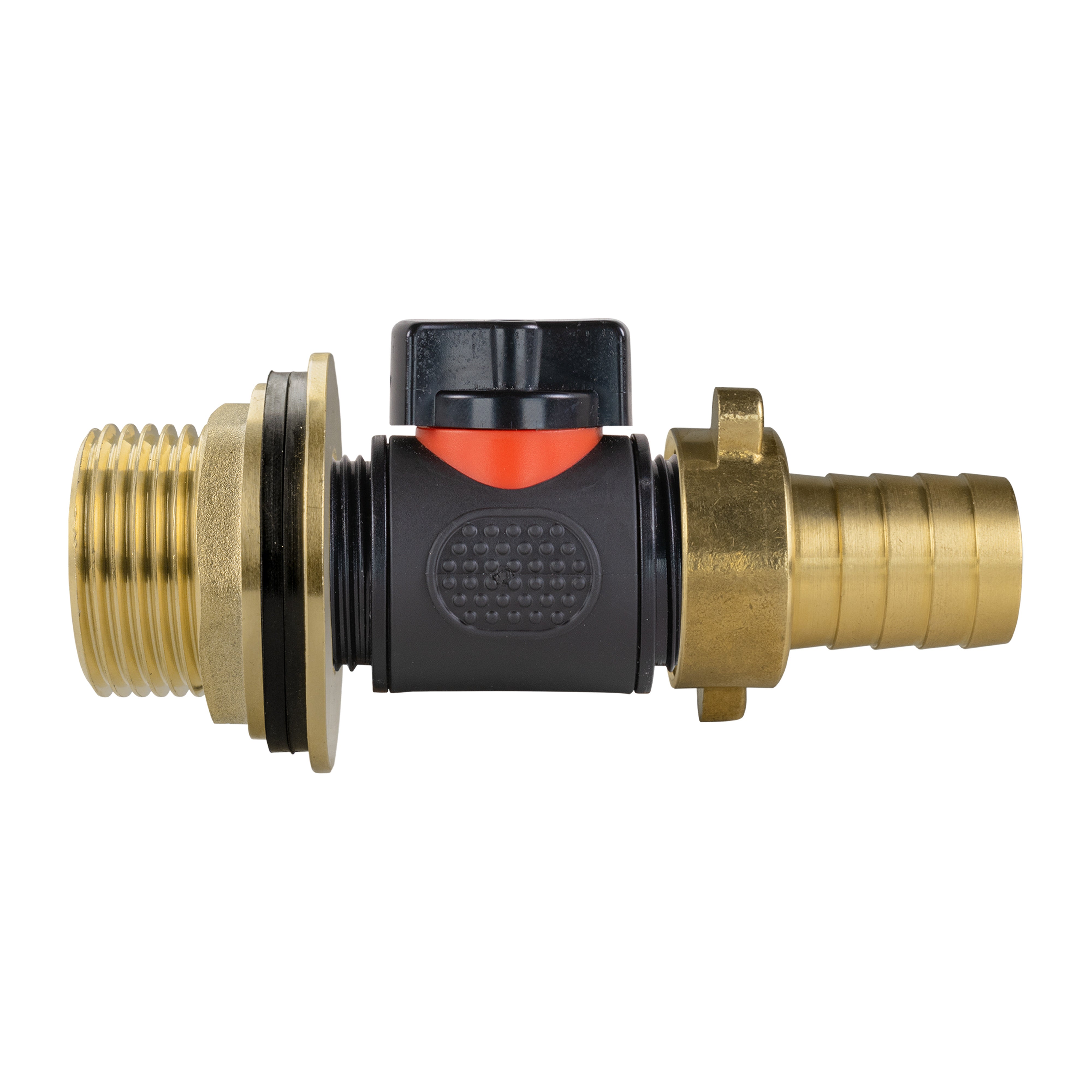 Water Butt Brass Kit 1" with In-Line Valve + 3/4" Brass Barb