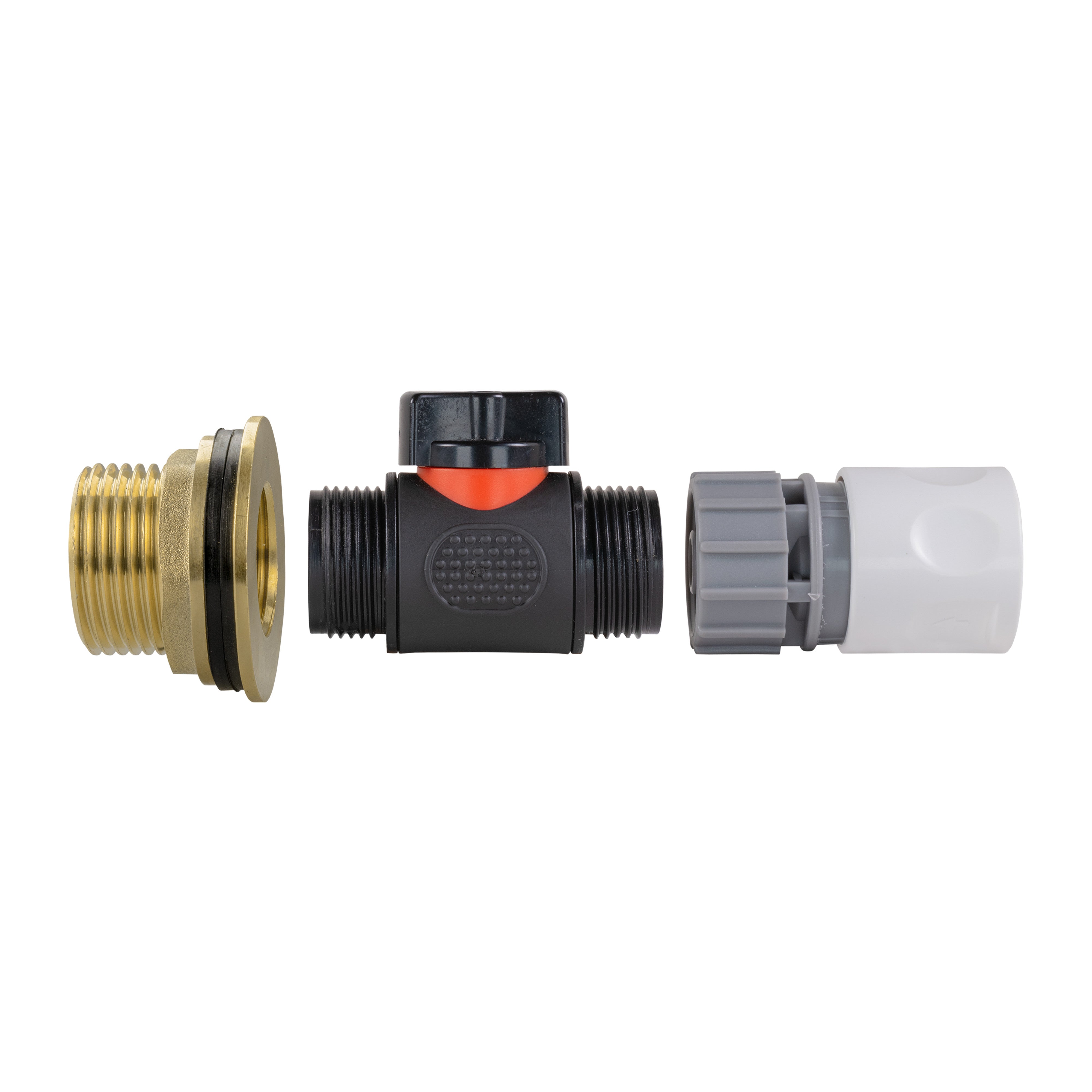Water Butt Brass Kit 1" with In-Line Valve + Female Quick Connector WL