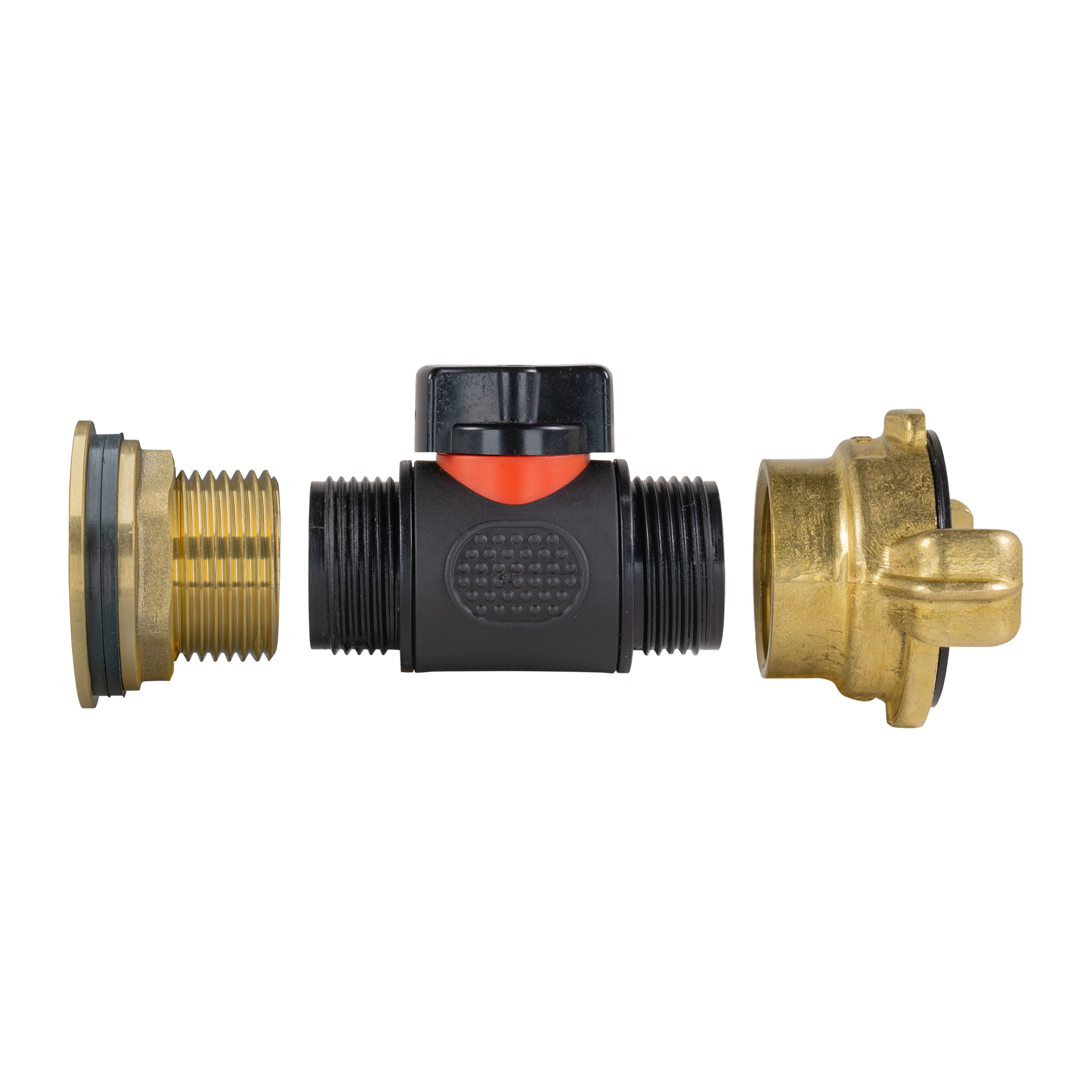 Water Butt Brass Kit 1" with In-Line Valve + Geka