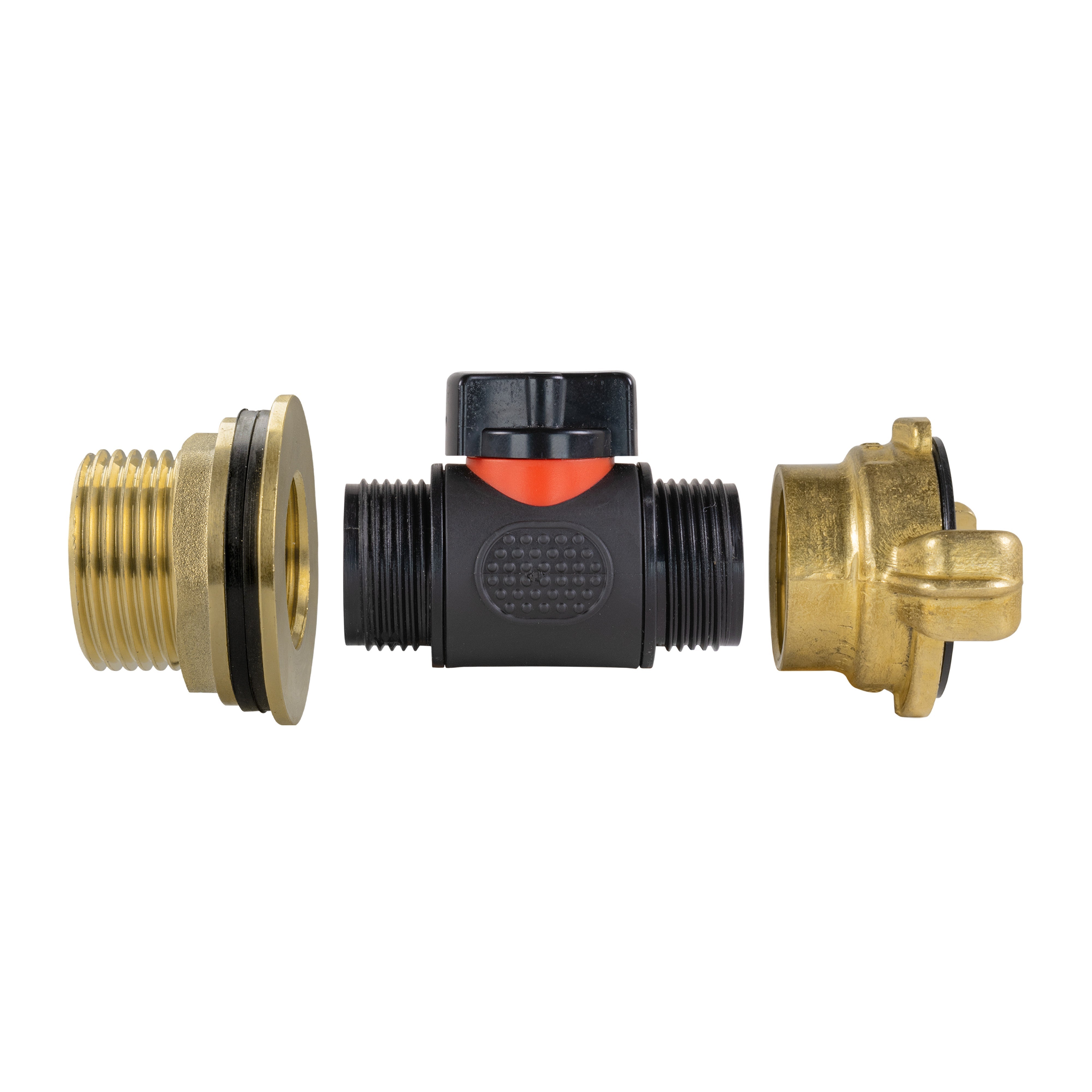 Water Butt Brass Kit 1" with In-Line Valve + Geka