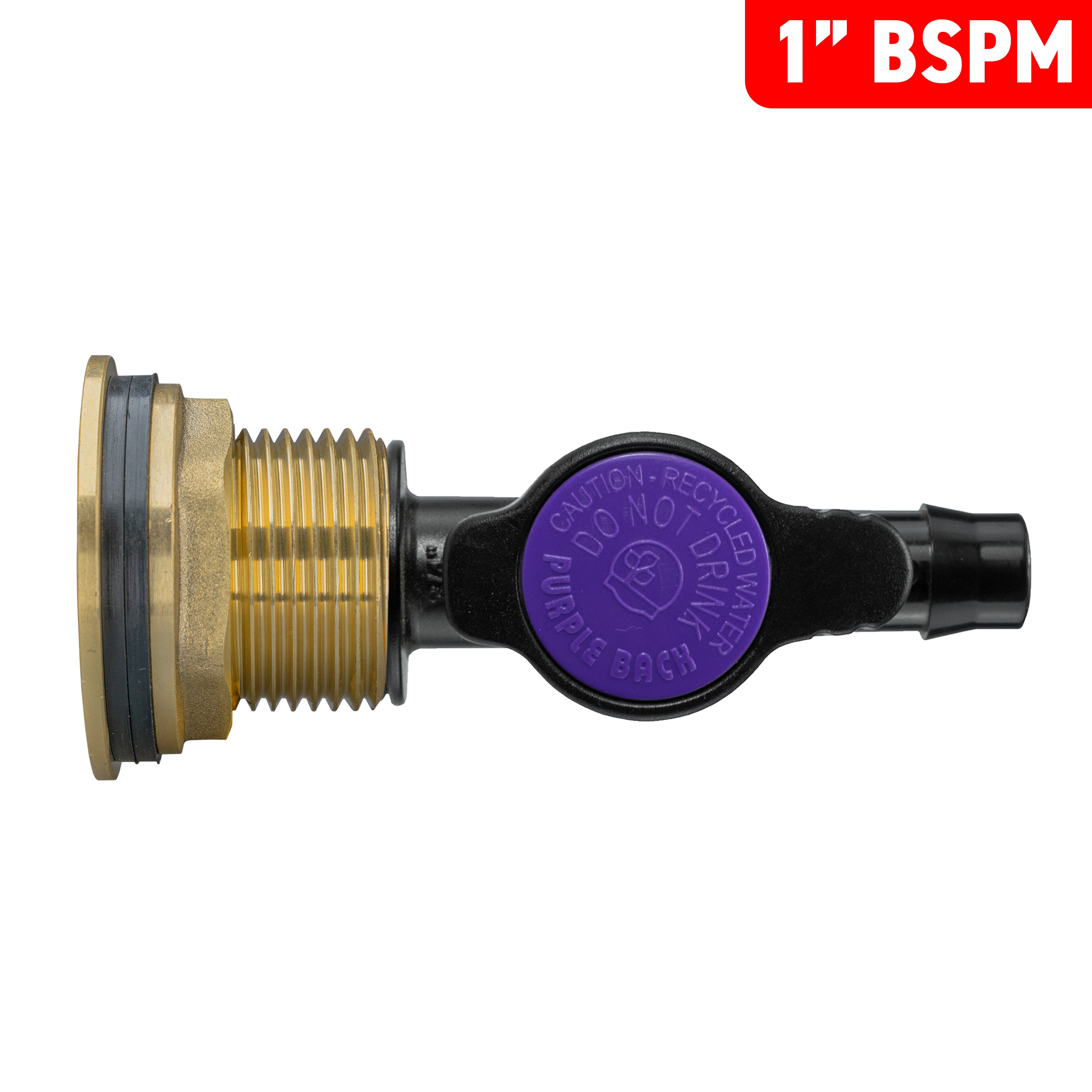 Water Butt Brass Kit 1" with 13mm Barb Irrigation Valve