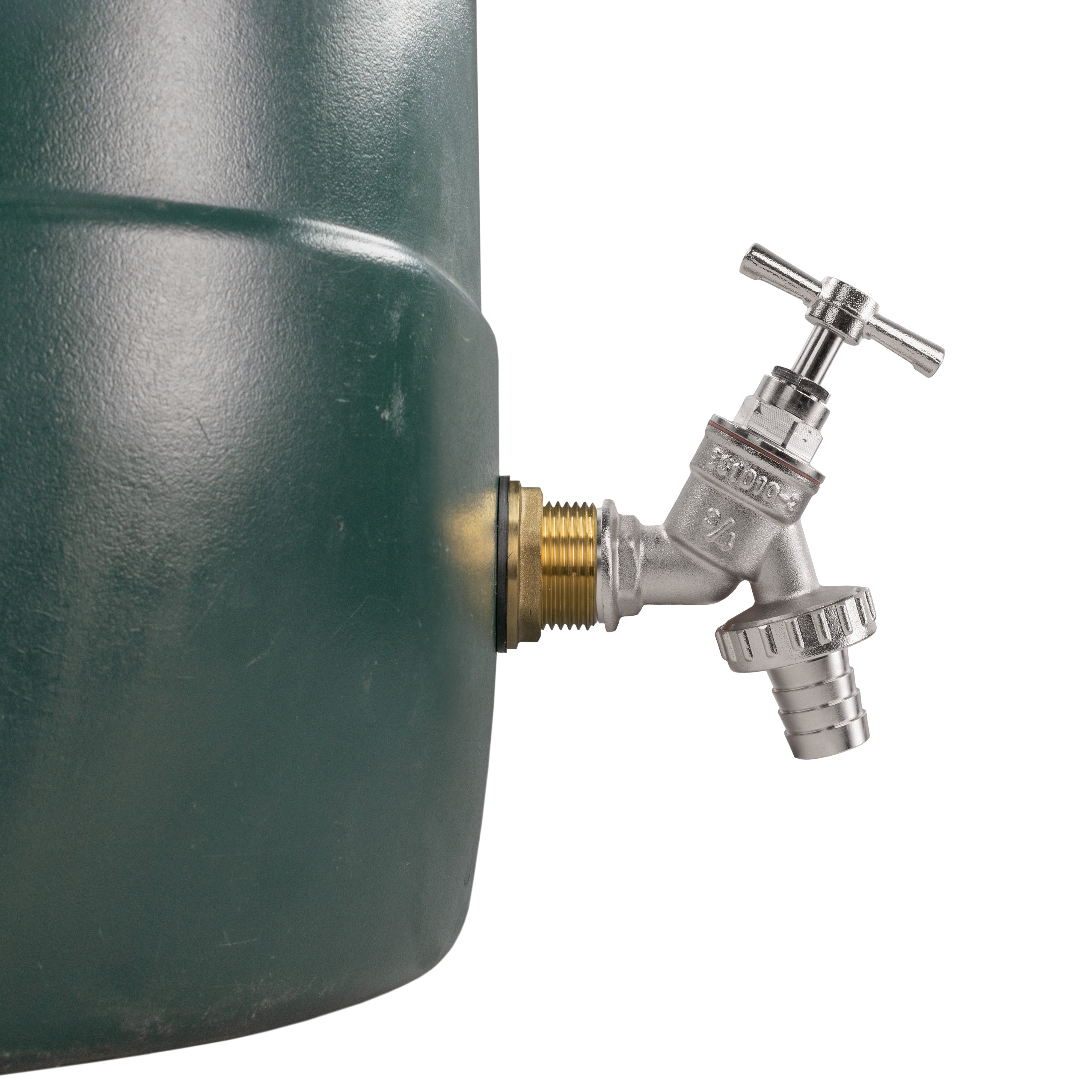 Water Butt Brass Kit 1" with Nickel Plated Barbed Tap and Drill Bit
