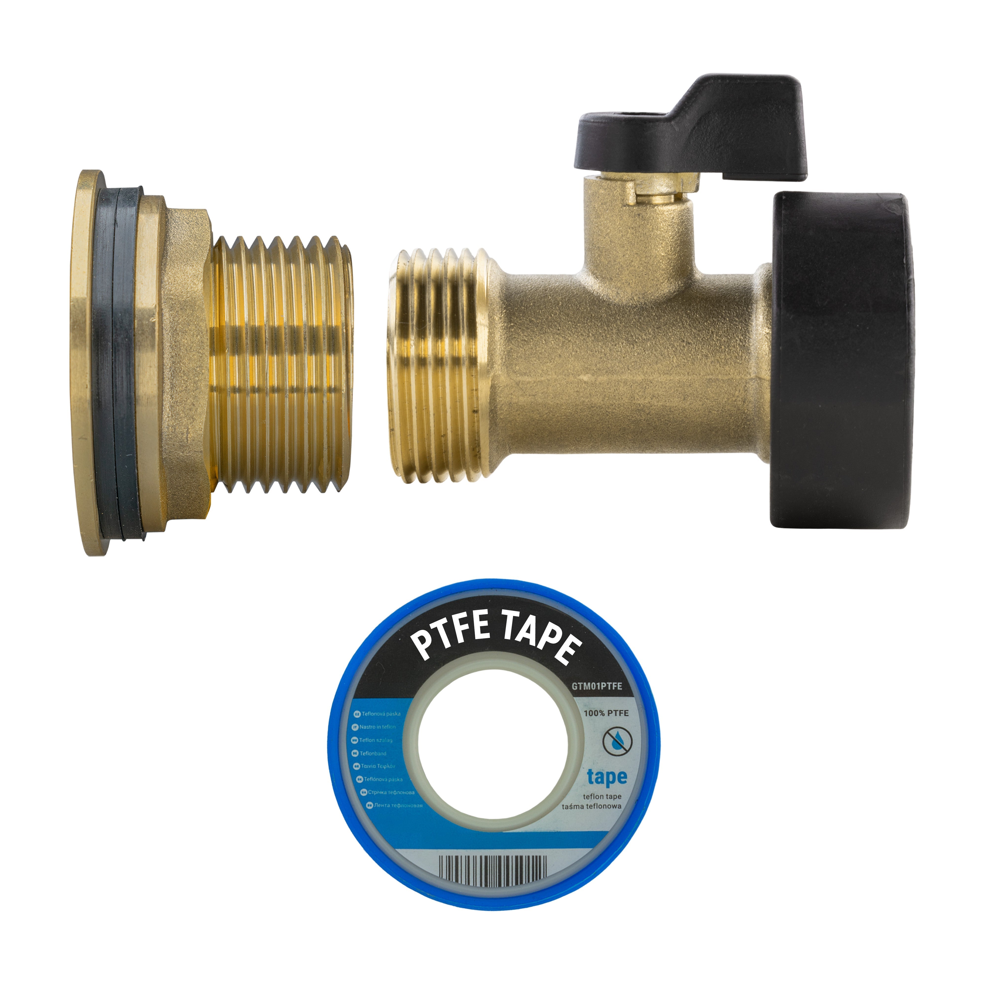 Water Butt Brass Kit 1" with Brass Valve