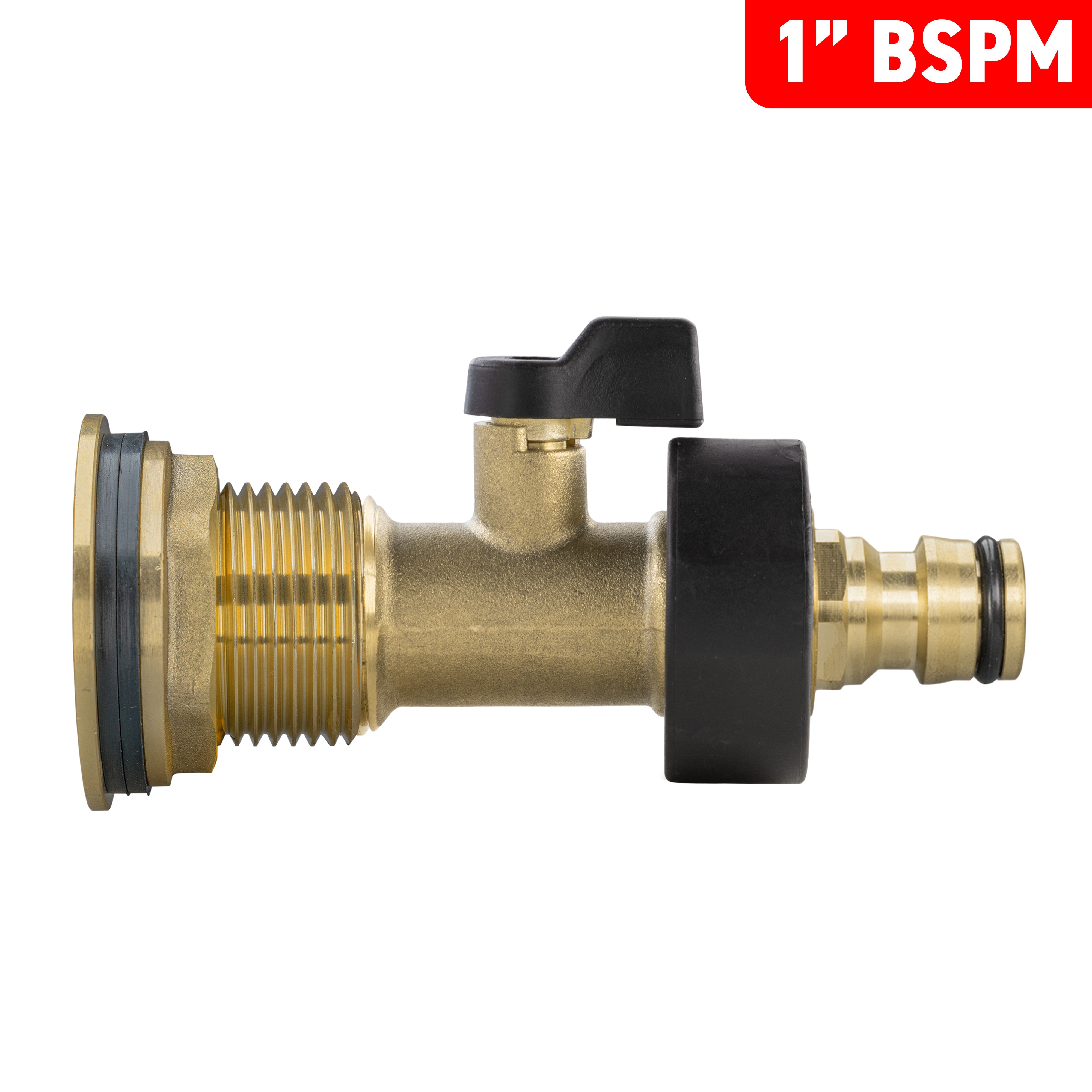 Water Butt Brass Kit 1" with Brass Valve + Quick Connect