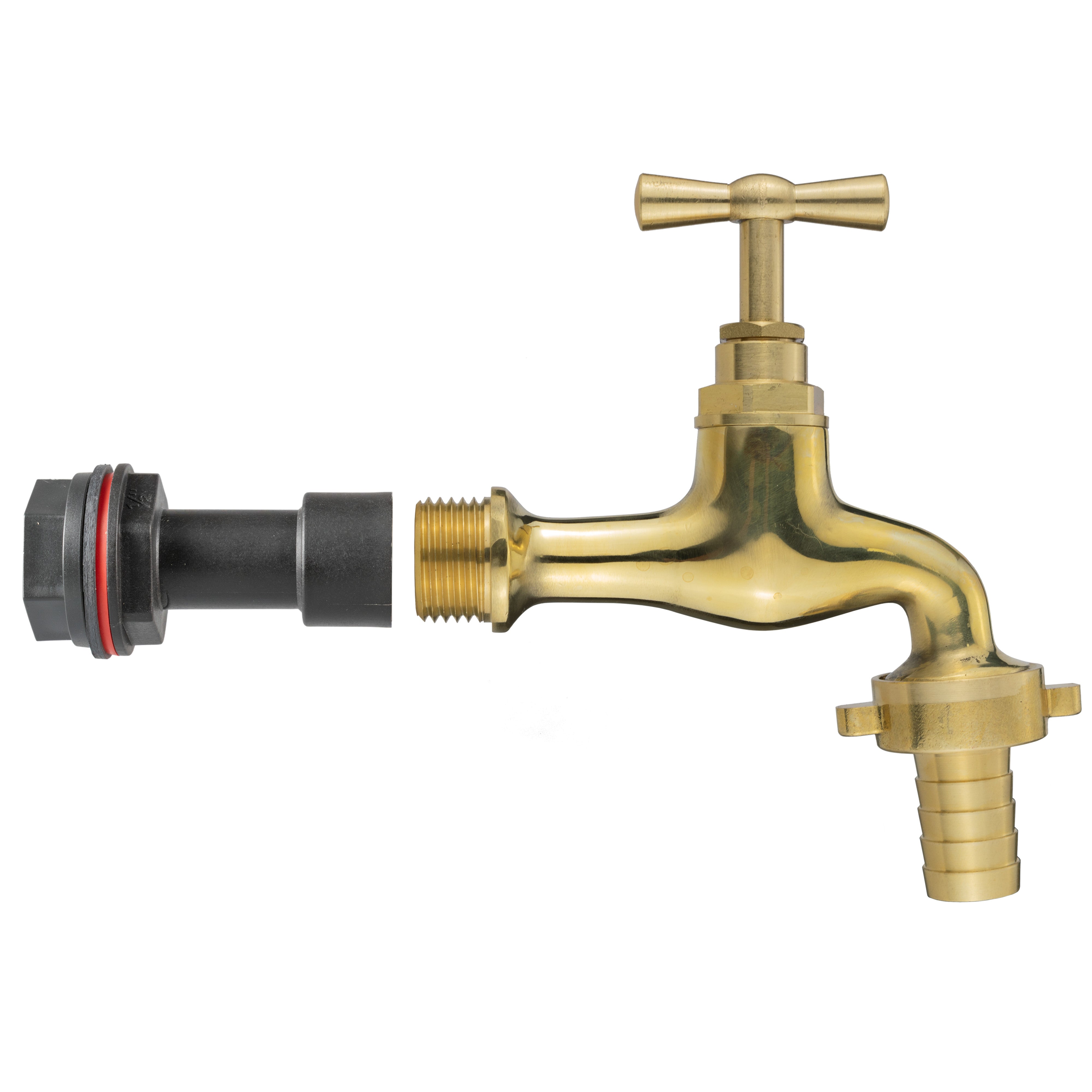 Water Butt Extension Kit 1/2" with 13mm Barbed Polished Brass Tap and Drill Bit