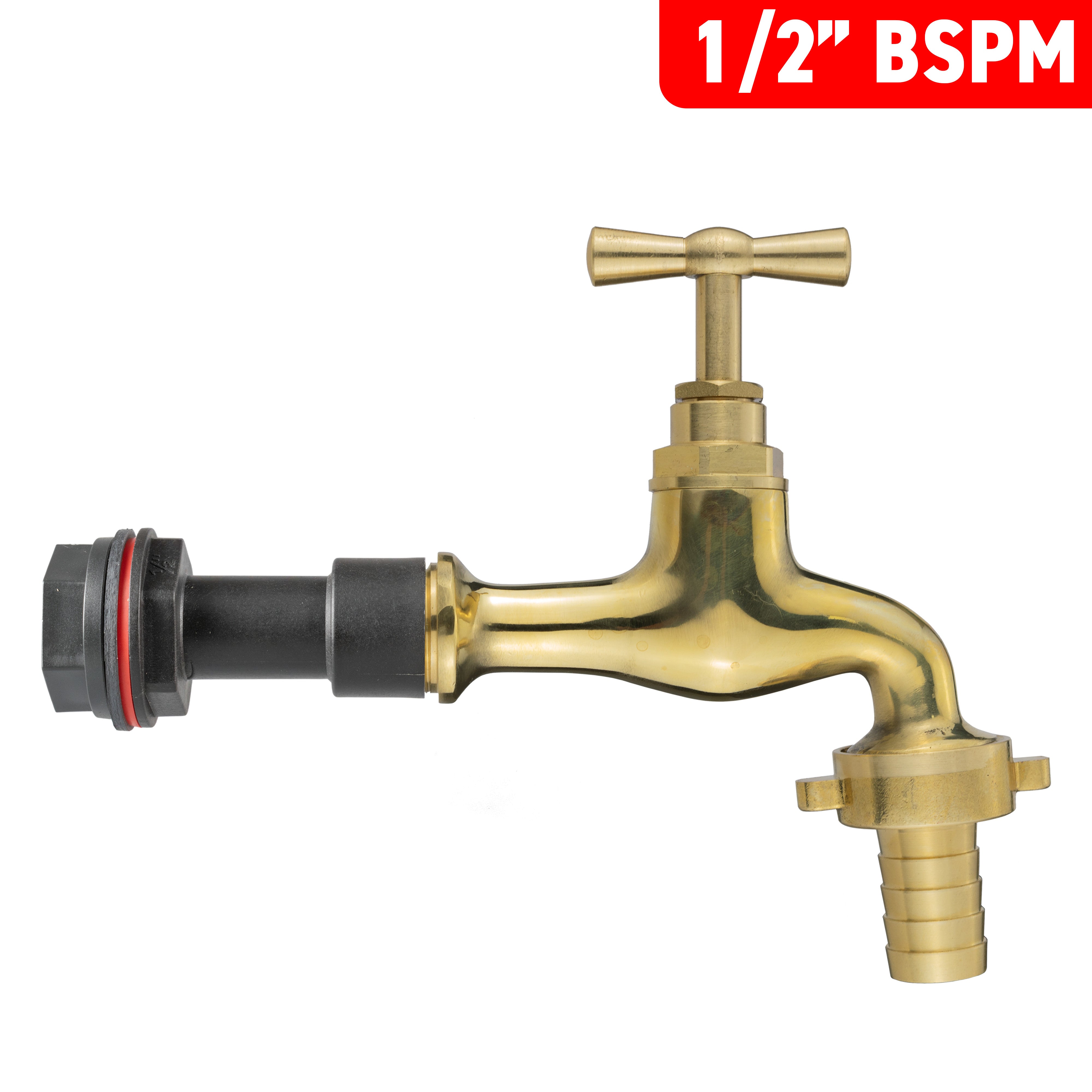 Water Butt Extension Kit 1/2" with 13mm Barbed Polished Brass Tap and Drill Bit