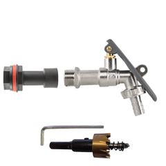 Water Butt Extension Kit 1/2" with Lever Tap Hose Barb and Lever Lock and Drill Bit