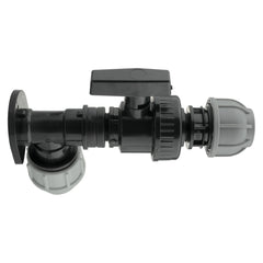 Wall Flange Kit 25mm MDPE + Large Plastic Valve & 25mm MDPE Straight