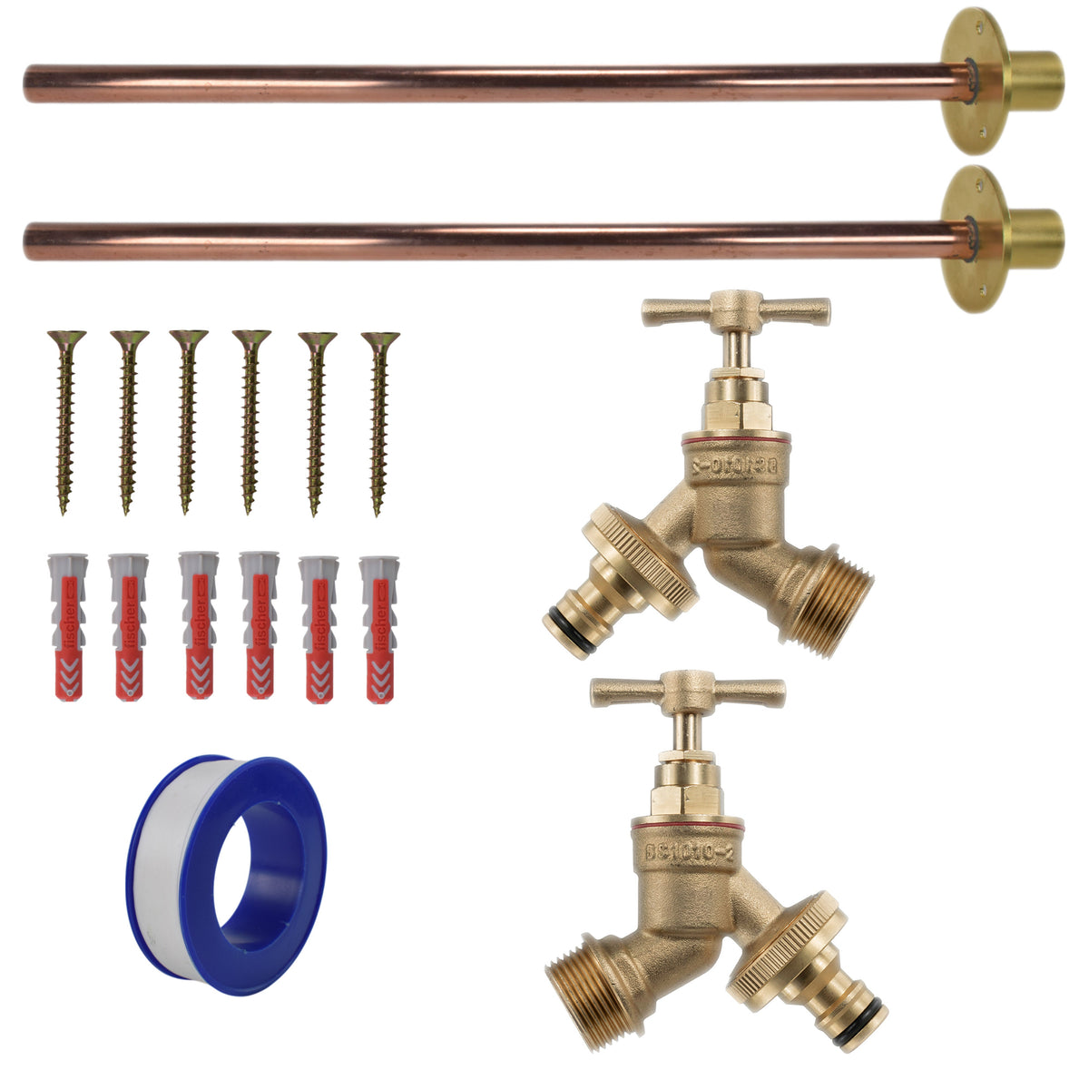 Brass Quick Connect Bib Tap BASIC Connection Kit x2