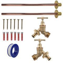 Brass Quick Connect Bib Tap BASIC Connection Kit x2