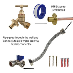 Brass Quick Connect Bib Tap STANDARD Connection Kit