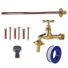 Polished Brass 13mm Barb Tap BASIC Connection Kit
