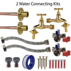 Polished Brass 13mm Barb Tap STANDARD Connection Kit x2