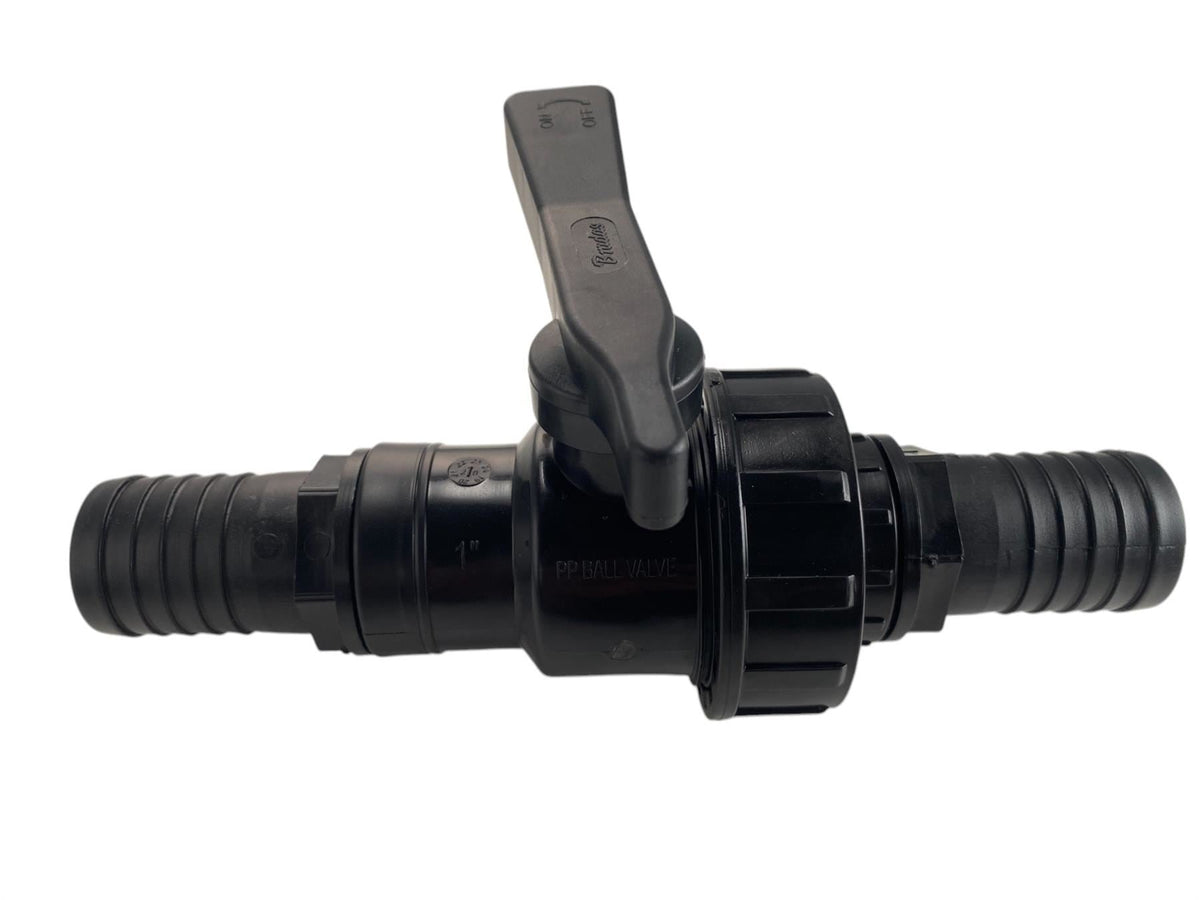 Full Flow Single Union Ball Valve 1"BSPF with 25mm Barb Connector Kit