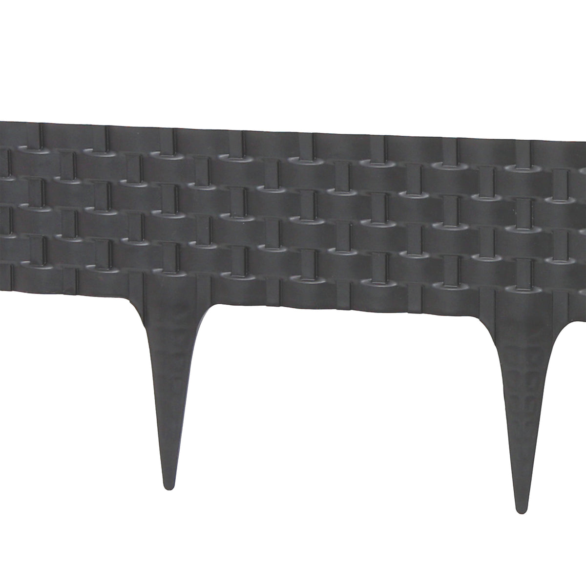 Lawn Edging, Plastic Palisade Rattan Effect, 2.4m, Deep Grey